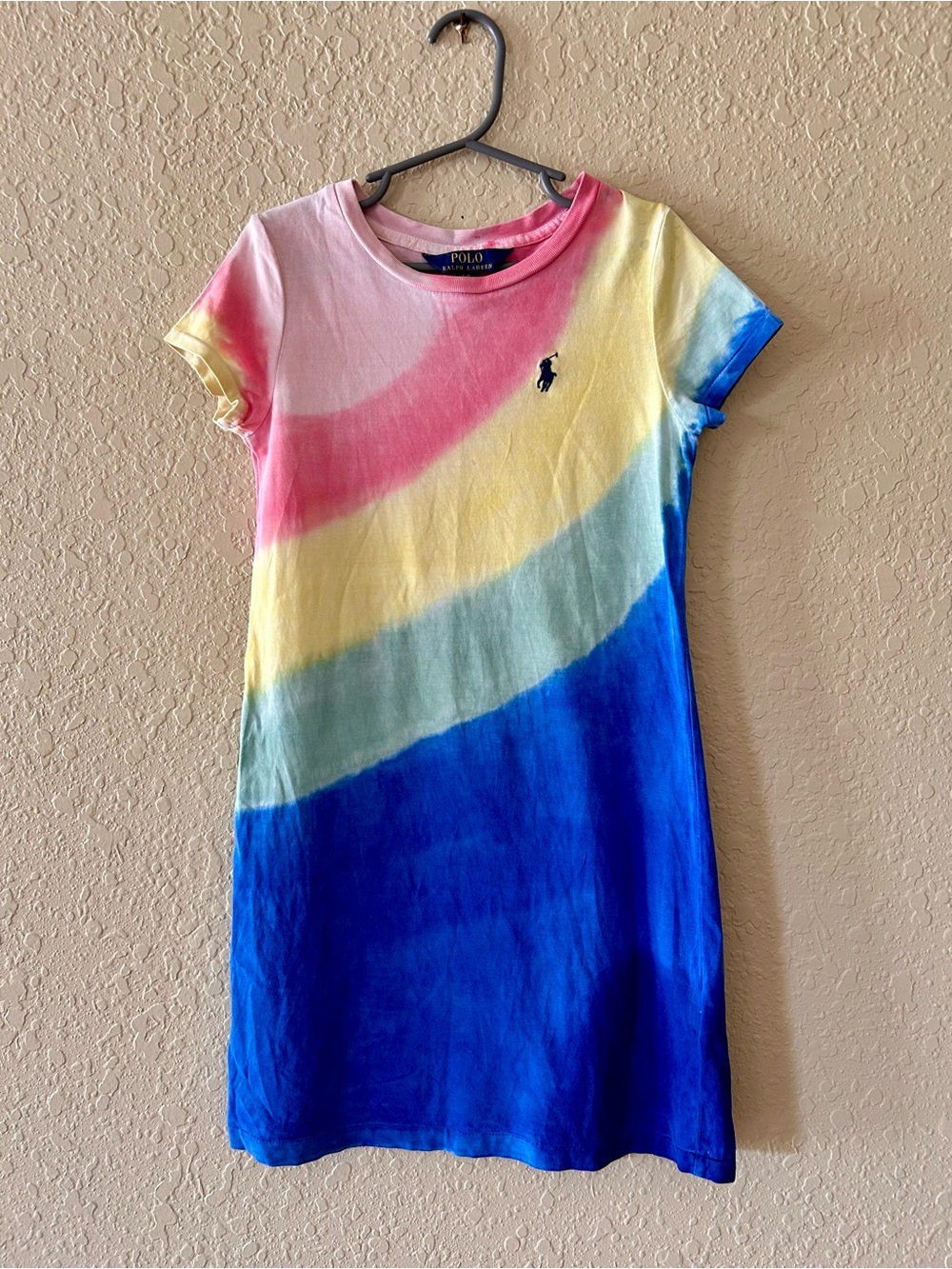 Polo by Ralph Lauren Rainbow Tie-Dye Cotton Jersey Dress Blue/Yellow/Pink/Green